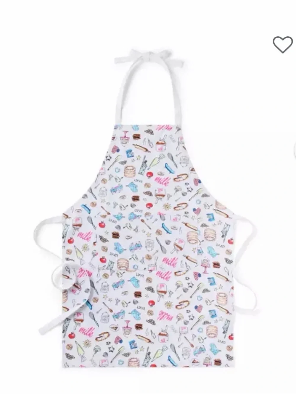 Janie and Jack White Kids Apron with Multicolor Baking Print